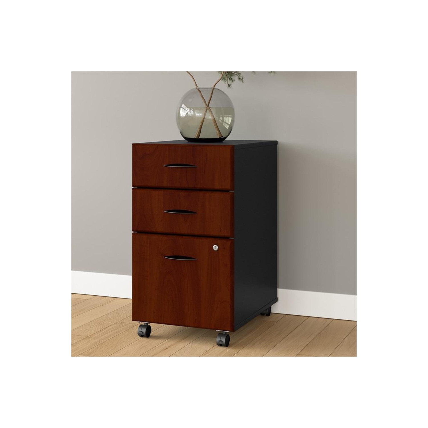 Series A 3 Drawer Mobile File Cabinet in Hansen Cherry - Engineered Wood