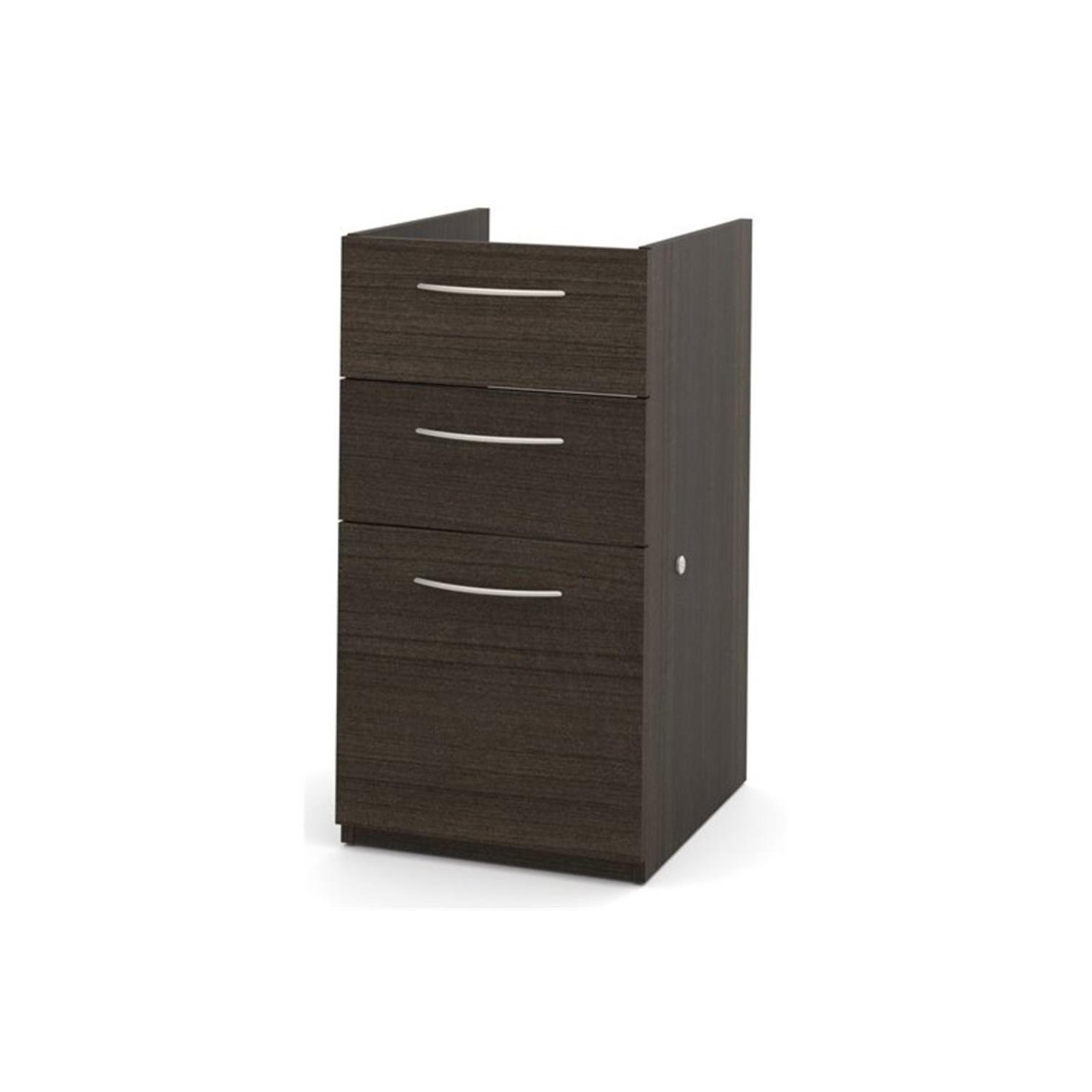 Bestar Embassy Pedestal File Cabinet in Dark Chocolate