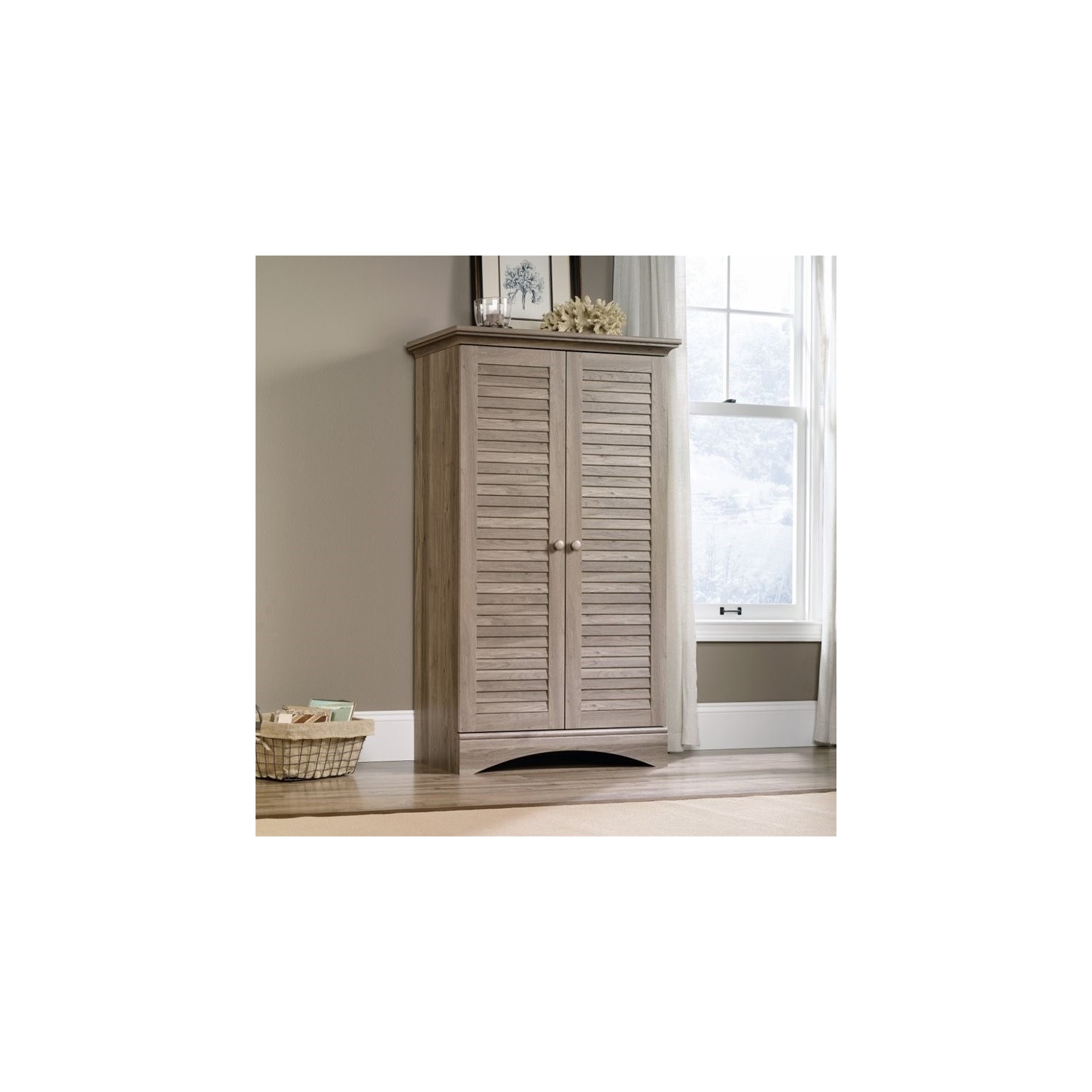 Sauder Harbor View Storage Cabinet in Salt Oak