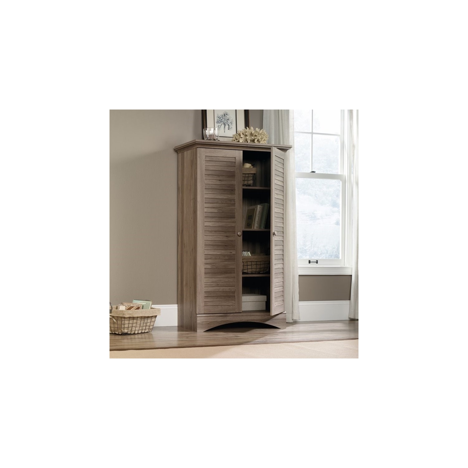 Sauder Harbor View Storage Cabinet in Salt Oak