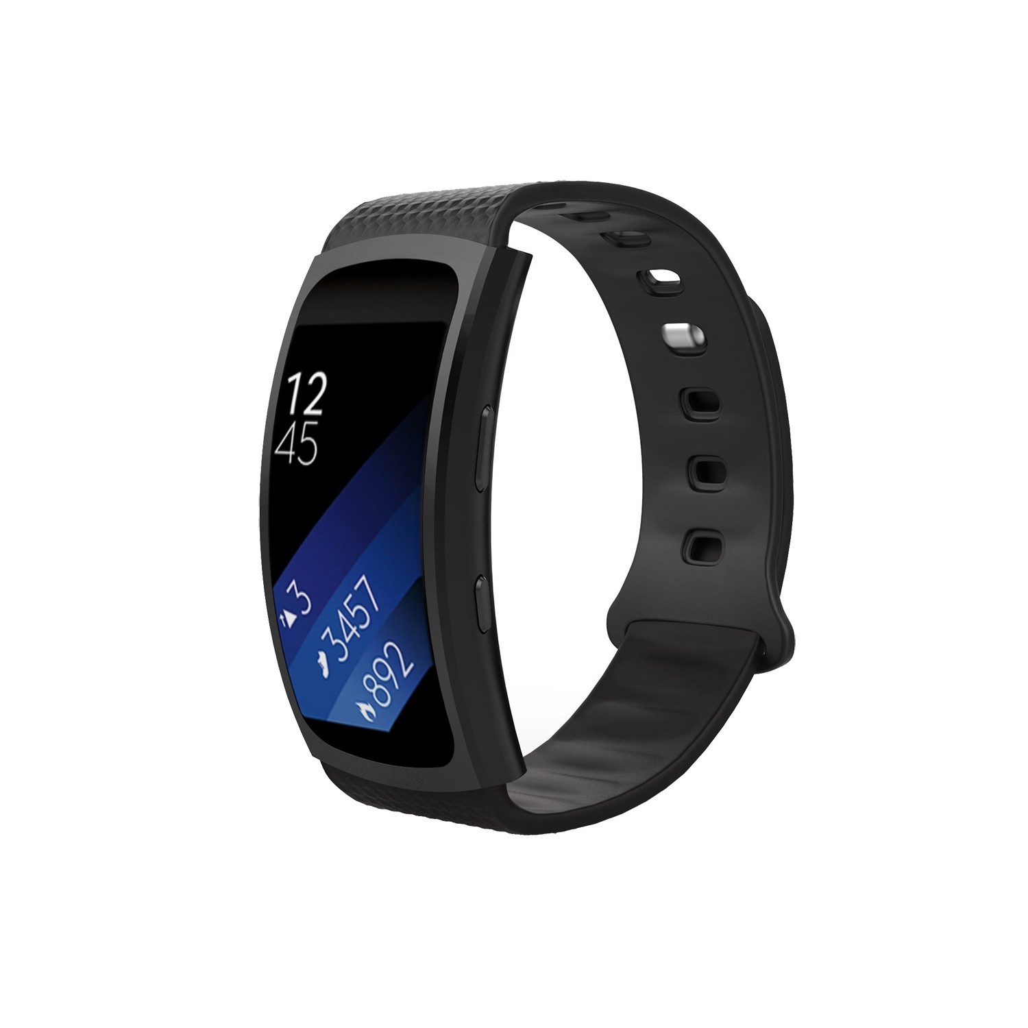 StrapsCo Silicone Short-Medium Length Sport Strap For Samsung Gear Fit 2 SM R360 in Black