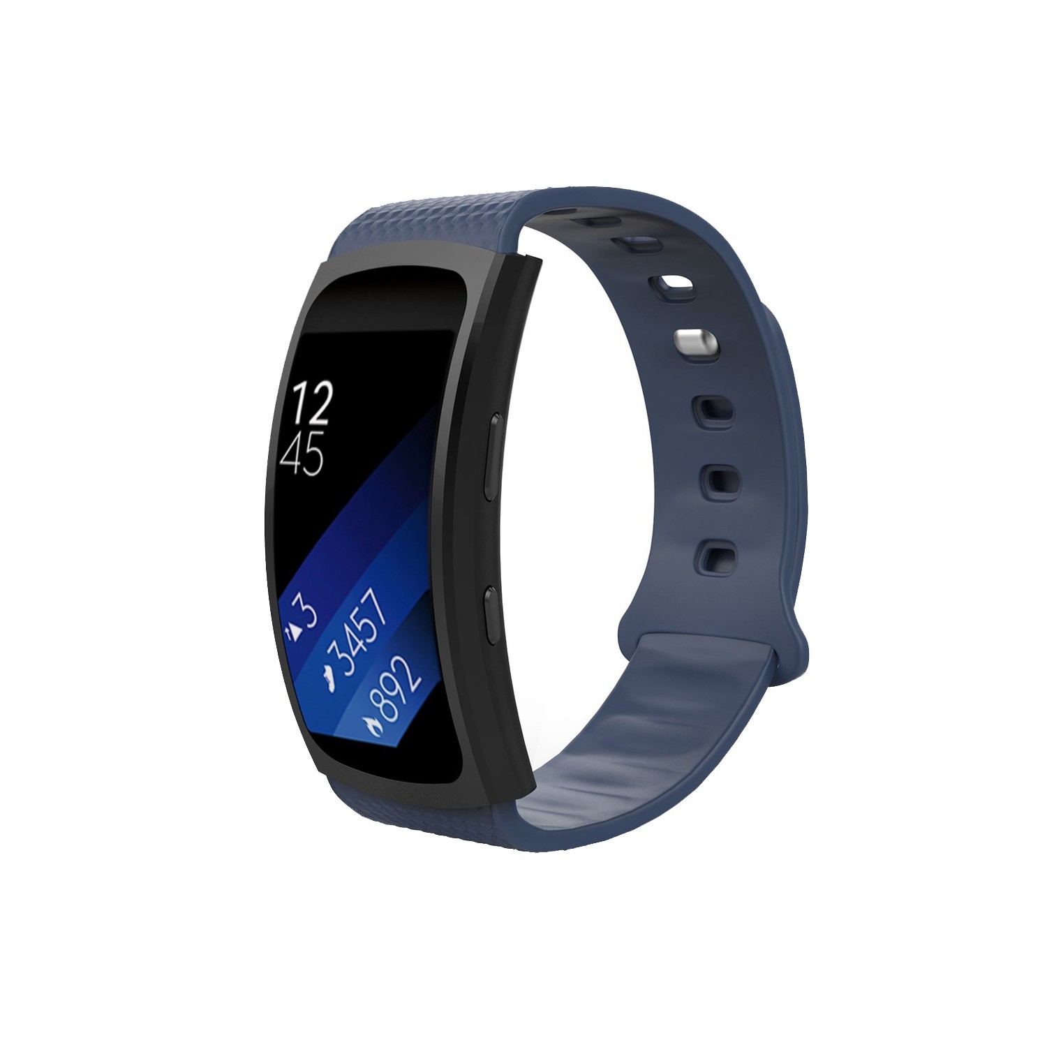 StrapsCo Silicone Short-Medium Length Sport Strap For Samsung Gear Fit 2 SM R360 in Dark Blue