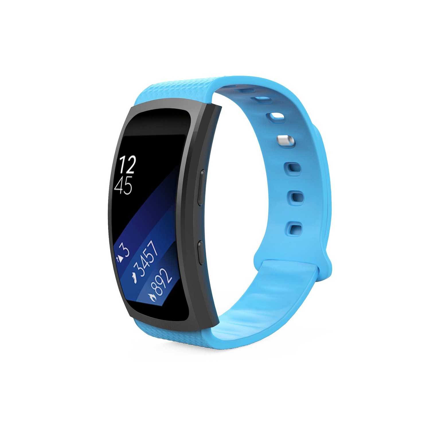 StrapsCo Silicone Medium-Long Length Sport Strap For Samsung Gear Fit 2 SM R360 in Light Blue
