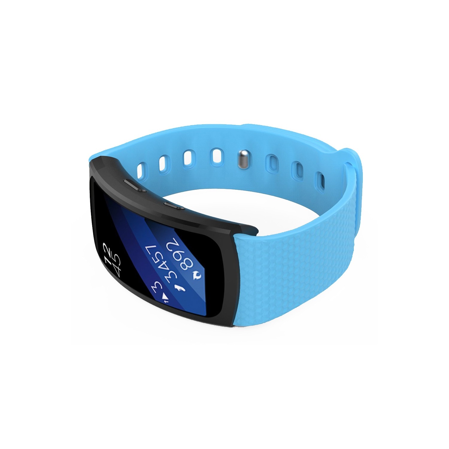 StrapsCo Silicone Medium-Long Length Sport Strap For Samsung Gear Fit 2 SM R360 in Light Blue