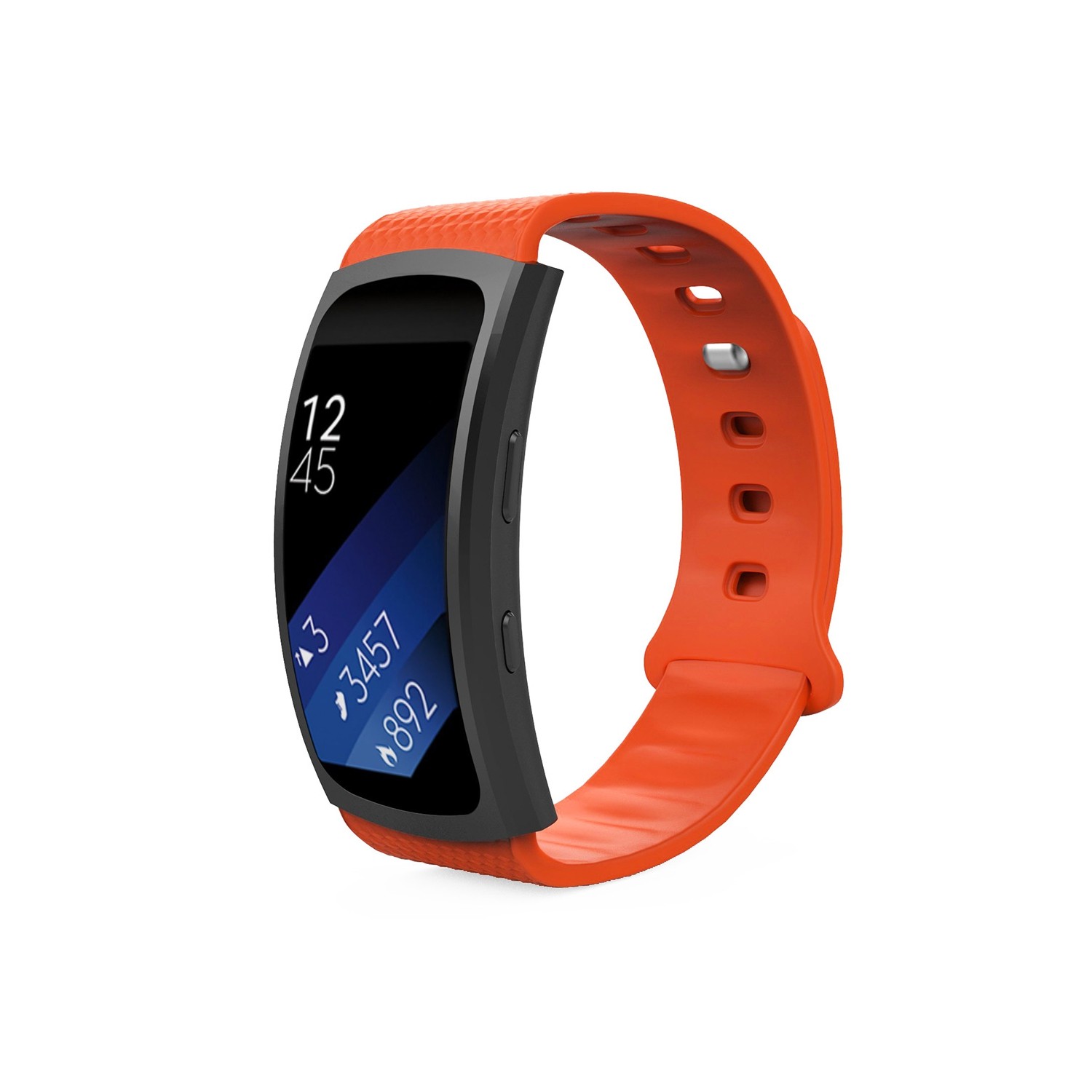 StrapsCo Silicone Short-Medium Length Sport Strap For Samsung Gear Fit 2 SM R360 in Orange