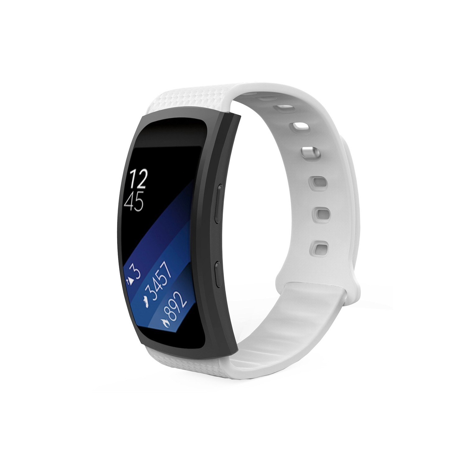StrapsCo Silicone Medium-Long Length Sport Strap For Samsung Gear Fit 2 SM R360 in White