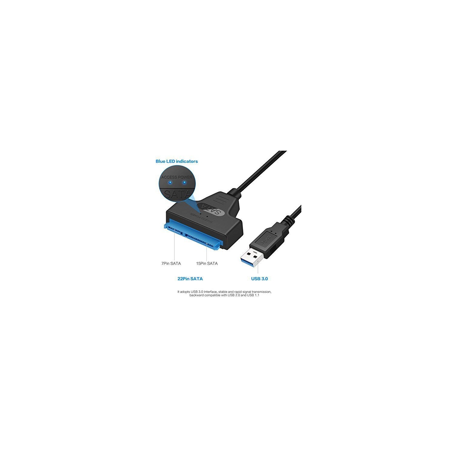 UniLink (TM) Câble adaptateur USB 3.0 vers SATA 22 broches SATA vers USB  3.0 Super Speed 2,5 Disque dur SSD 