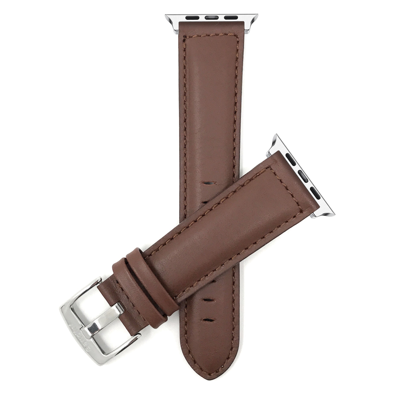 Light Brown, Leather 42mm / 44mm / 45mm / 49mm Apple Watch Band Strap, Mat Finish, Stitching, Stainless Steel Buckle, Series 8 7 6 5 4 3 2 1 SE & Ultra