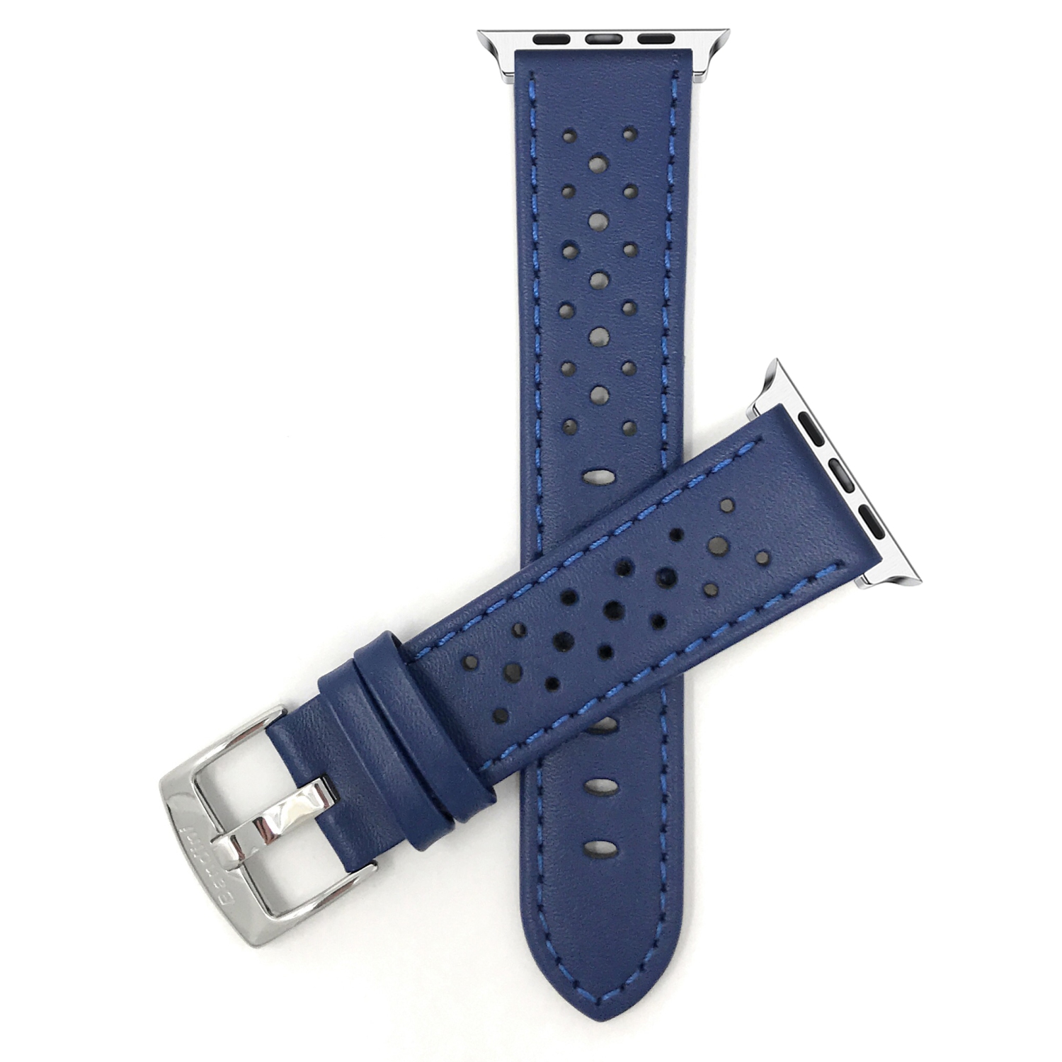Blue, GT Rally Perforrated, Vented Racer Leather 42mm / 44mm / 45mm / 49mm Apple Watch Strap Band, Series 8 7 6 5 4 3 2 1 SE & Ultra