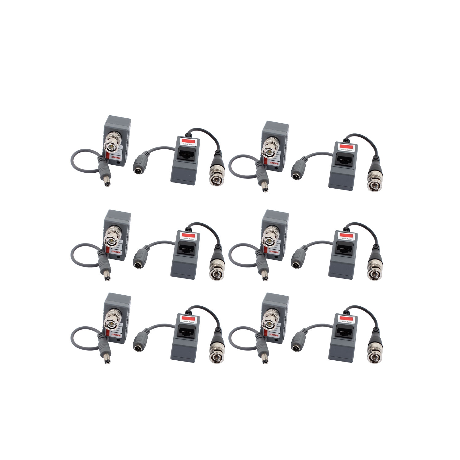 6 Pair CCTV Camera Passive Video Power Balun BNC Connector Coaxial Cable Adapter