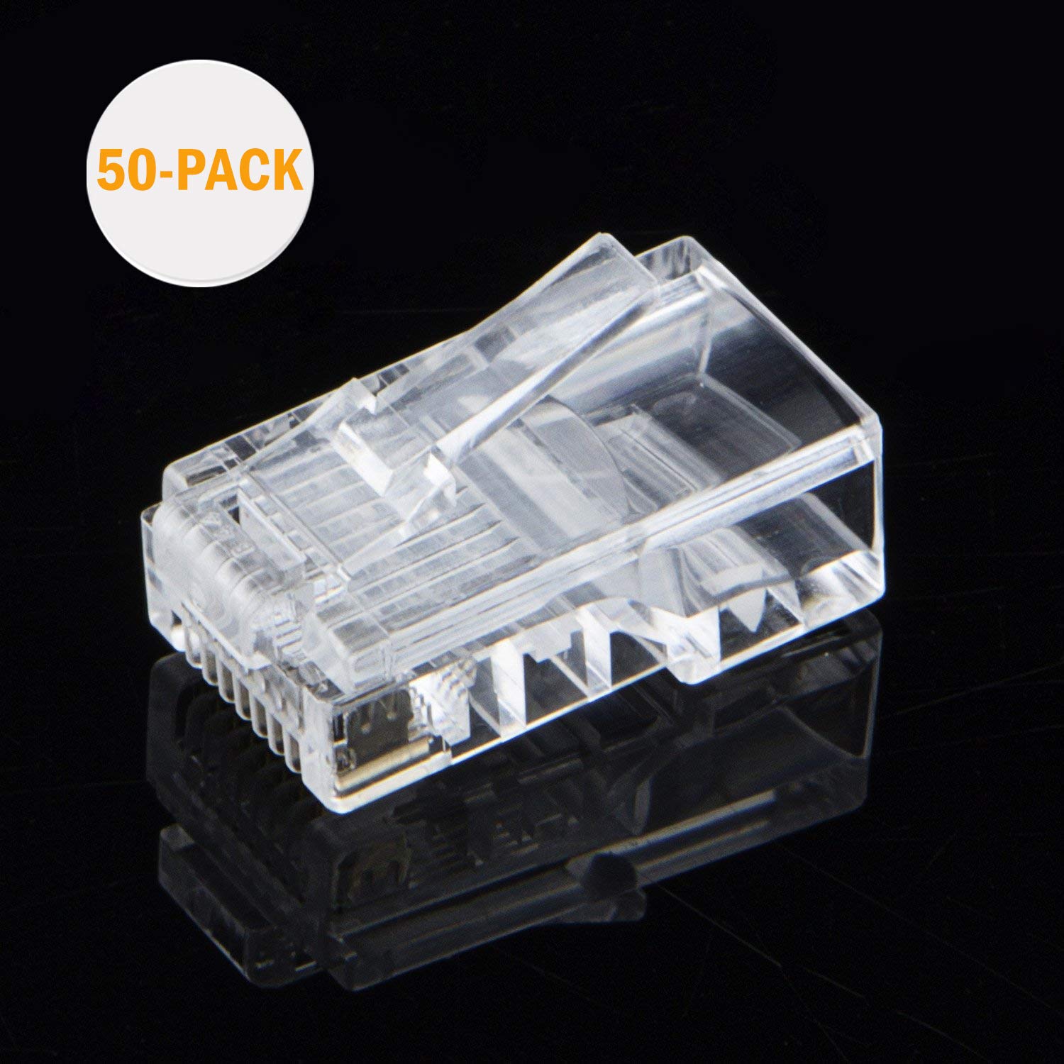 Paquet de 50 connecteurs RJ45 Cat 5e de CableCreation 8P8C UTP pour réseau, transparent