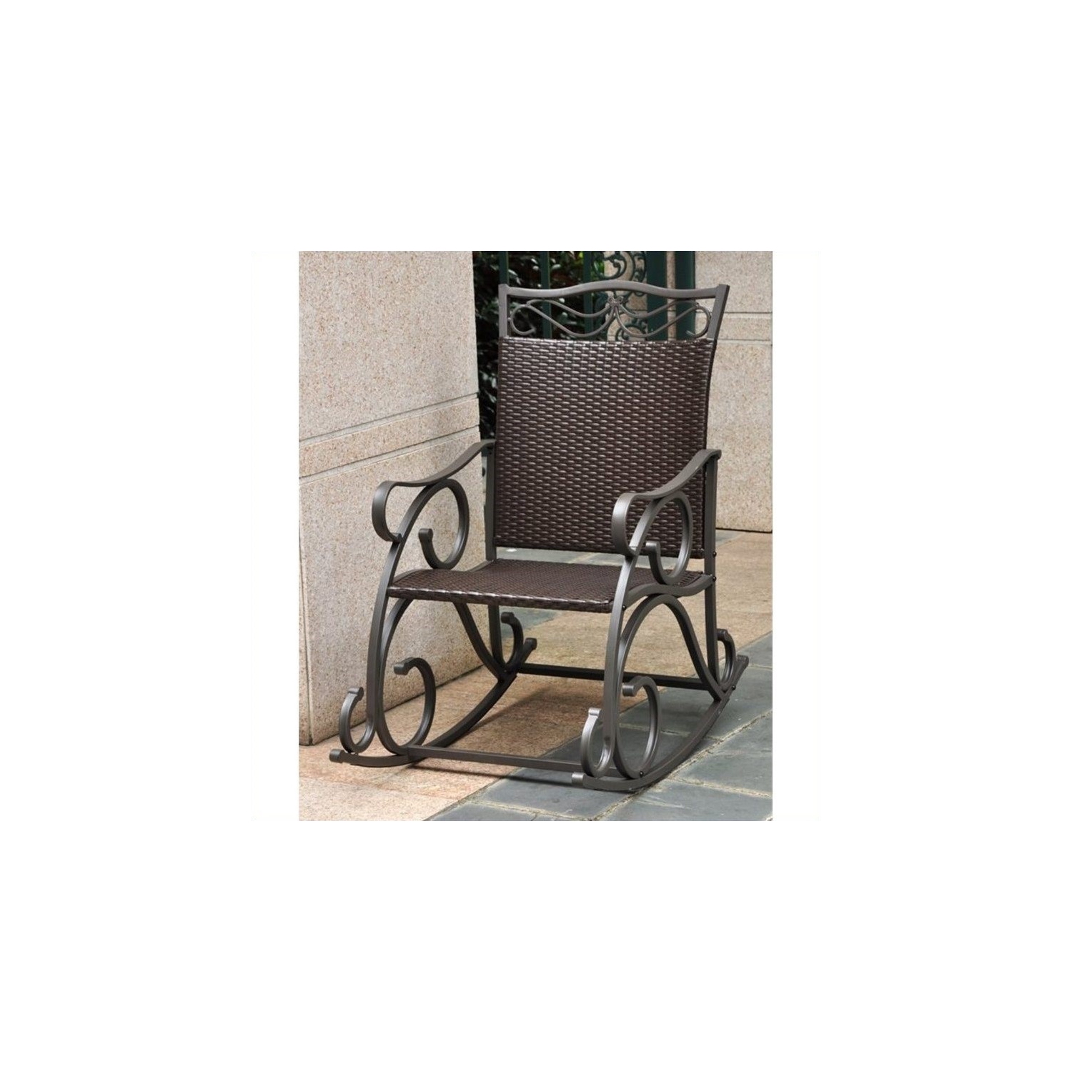 International Caravan Valencia Resin Patio Rocker in Chocolate