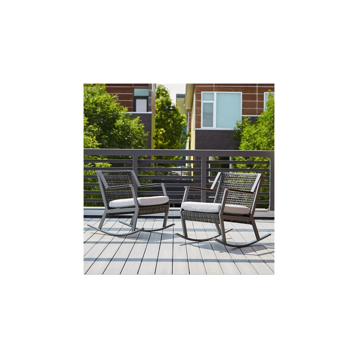 Chaise berçante de patio en aluminium Calvin de Real Flame - Gris