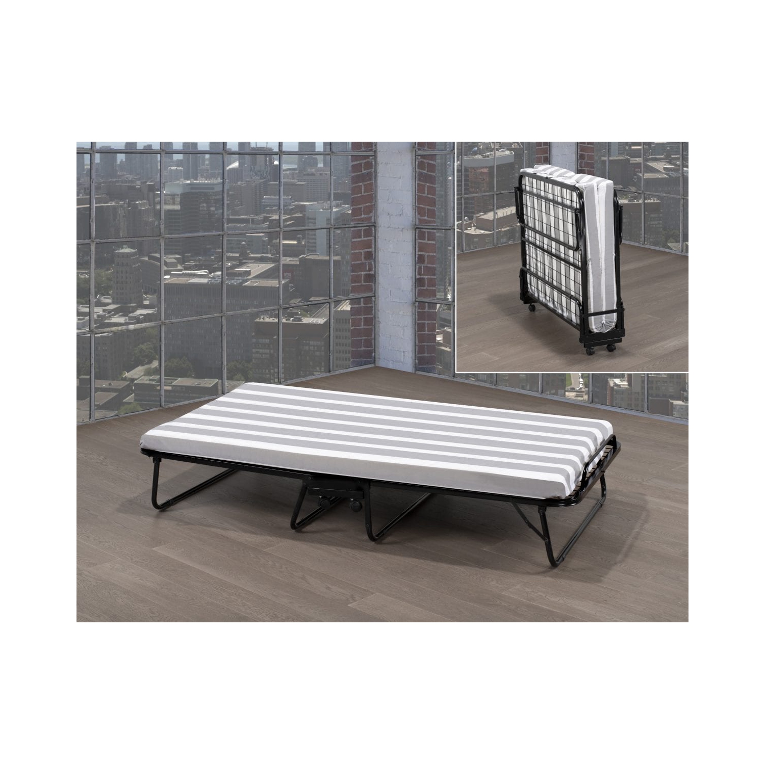 Titus Furniture 39" Fold-Up Contemporary Folding Bed with 4" Mattress - Twin - Black