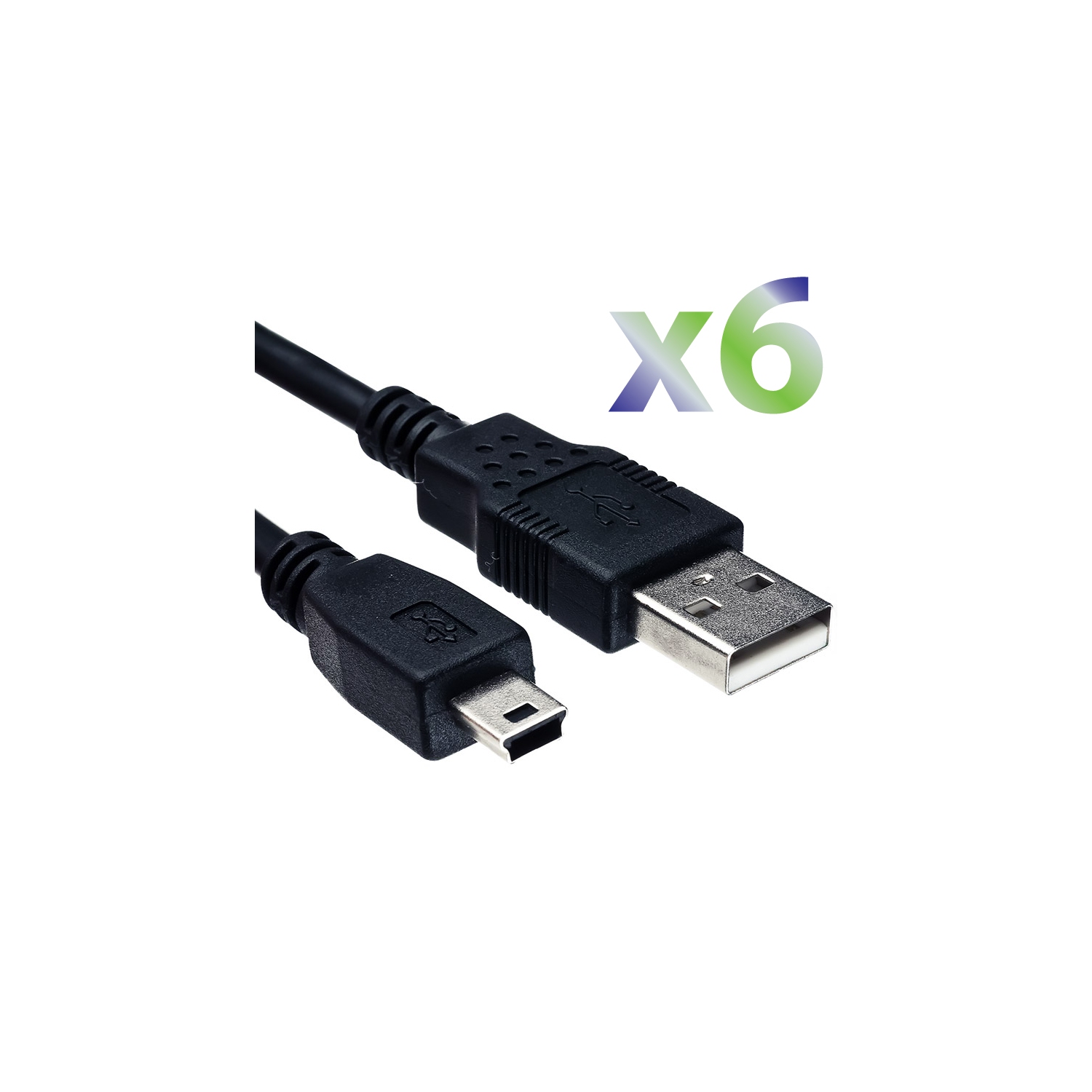 Exian Mini USB Cable 1M 6/PK Black