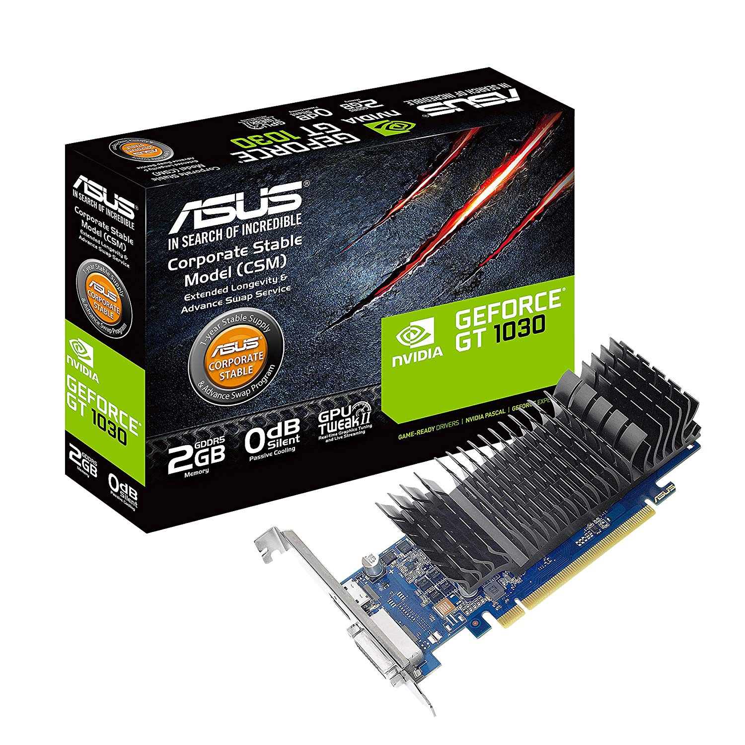 ASUS COMPONENTS VGA GT1030-2G-CSM 2GB GDDR5 NVIDIA GEFORCE GT 1030 PCI EXPRESS 3.0 GPU BOOST CLOCK:OPENGL4.5 OC MODE:150