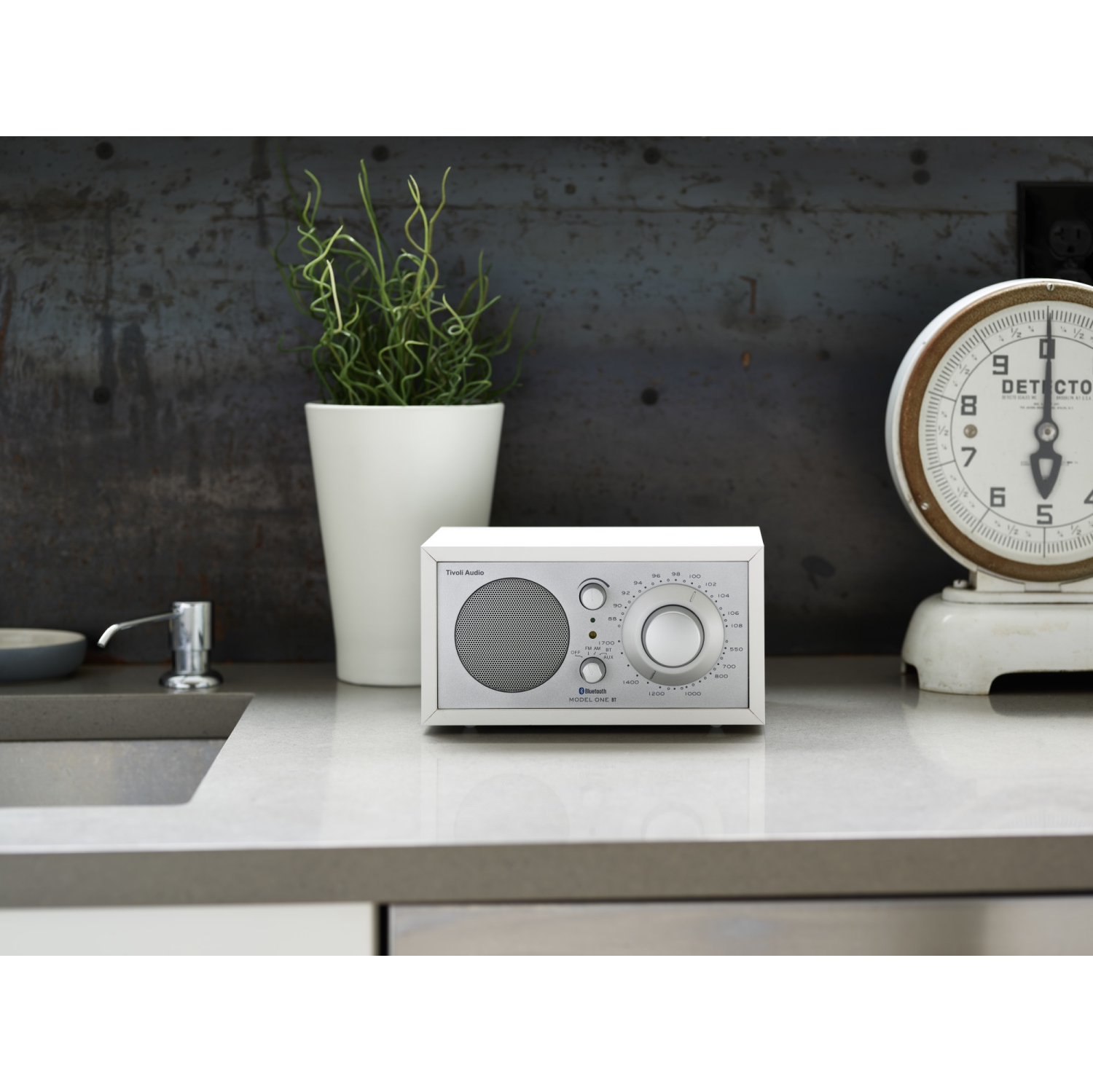 Tivoli Audio Model One Table Top AM/FM Radio with Bluetooth and Aux Input - White/Silver