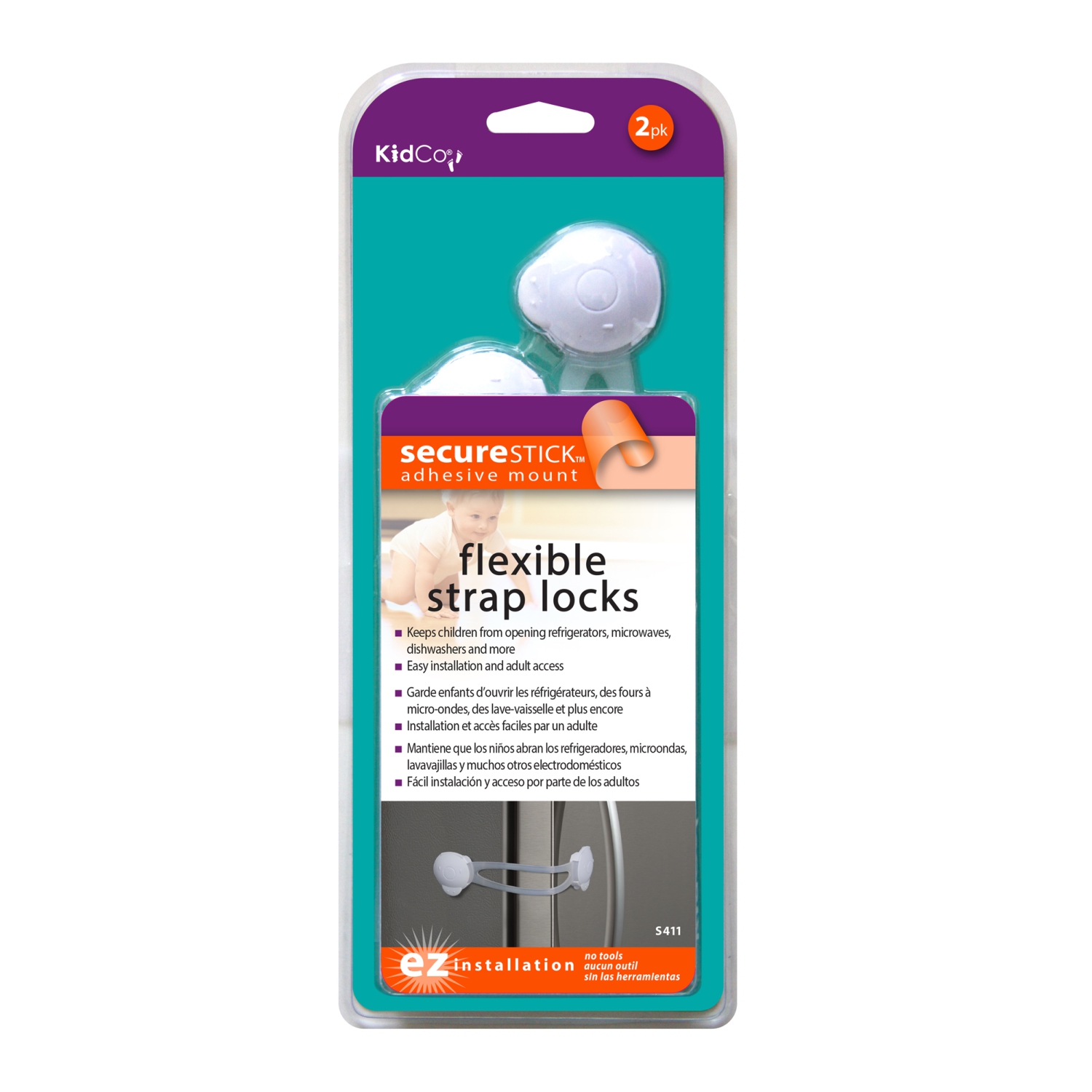 Kidco Flexible Strap Lock 2 Pack White