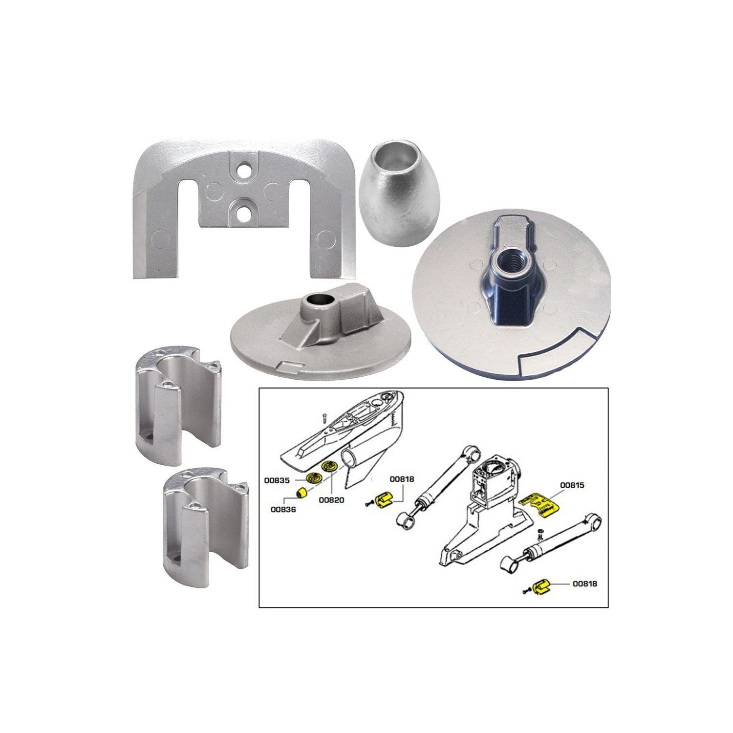 Tecnoseal Anode Kit w-Hardware - Mercury Bravo 3 2004 - Magnesium