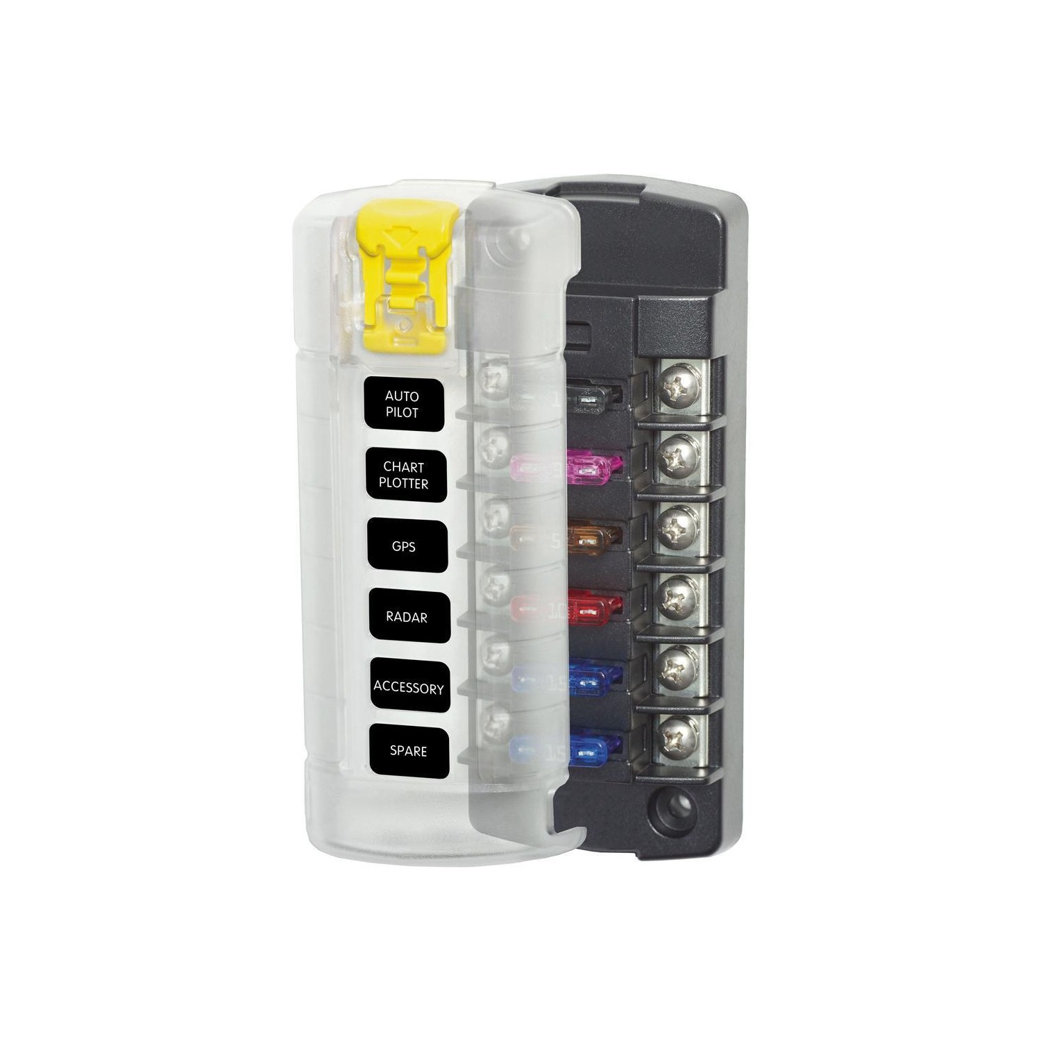 Blue Sea 5035 ST Blade Fuse Block w-Cover - 6 Circuit Independent w-o Negative Bus