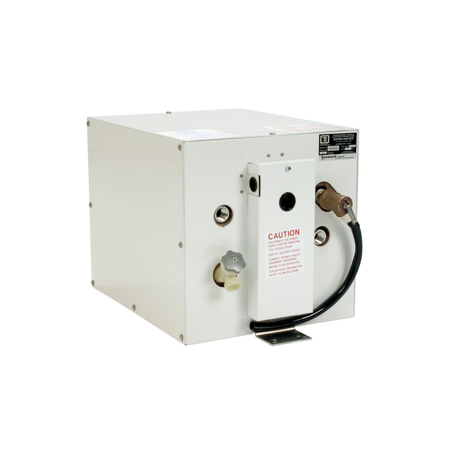 Chauffe-eau Whale Seaward de 6 gallons avec échangeur de chaleur arrière - époxy blanc - 120 V - 1500 W.