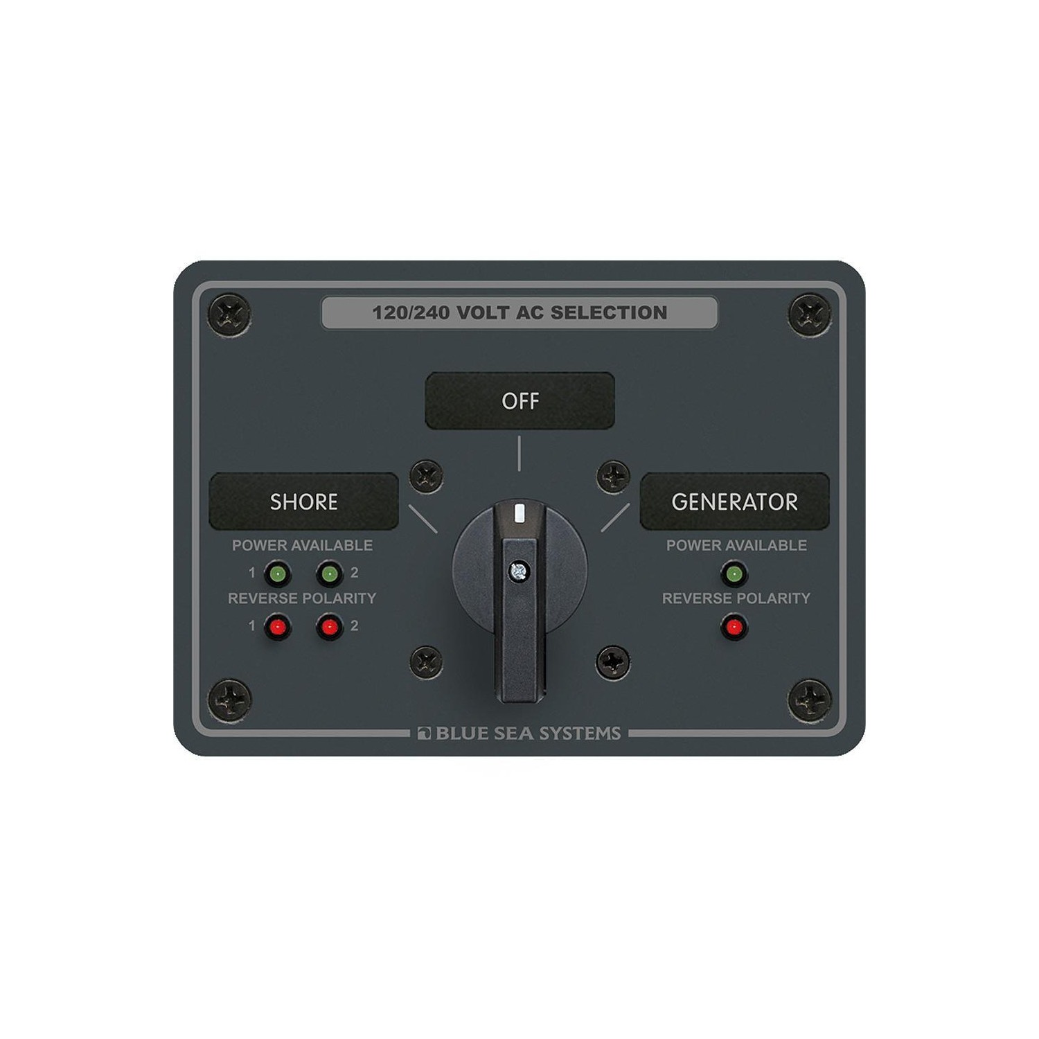 Blue Sea 8386 AC Rotary Switch Panel 30 Ampere 2 Positon + OFF, 4 Pole