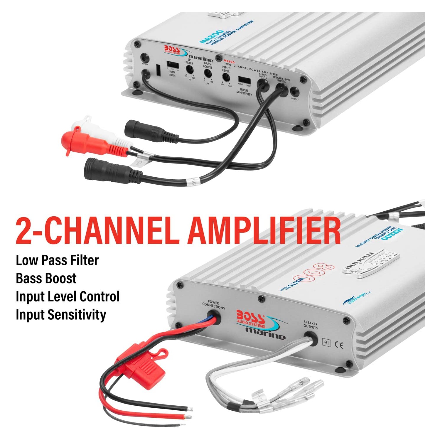 Boss Audio MR800 Marine Power Amplifier 2-Channel MOSFET Bridgeable