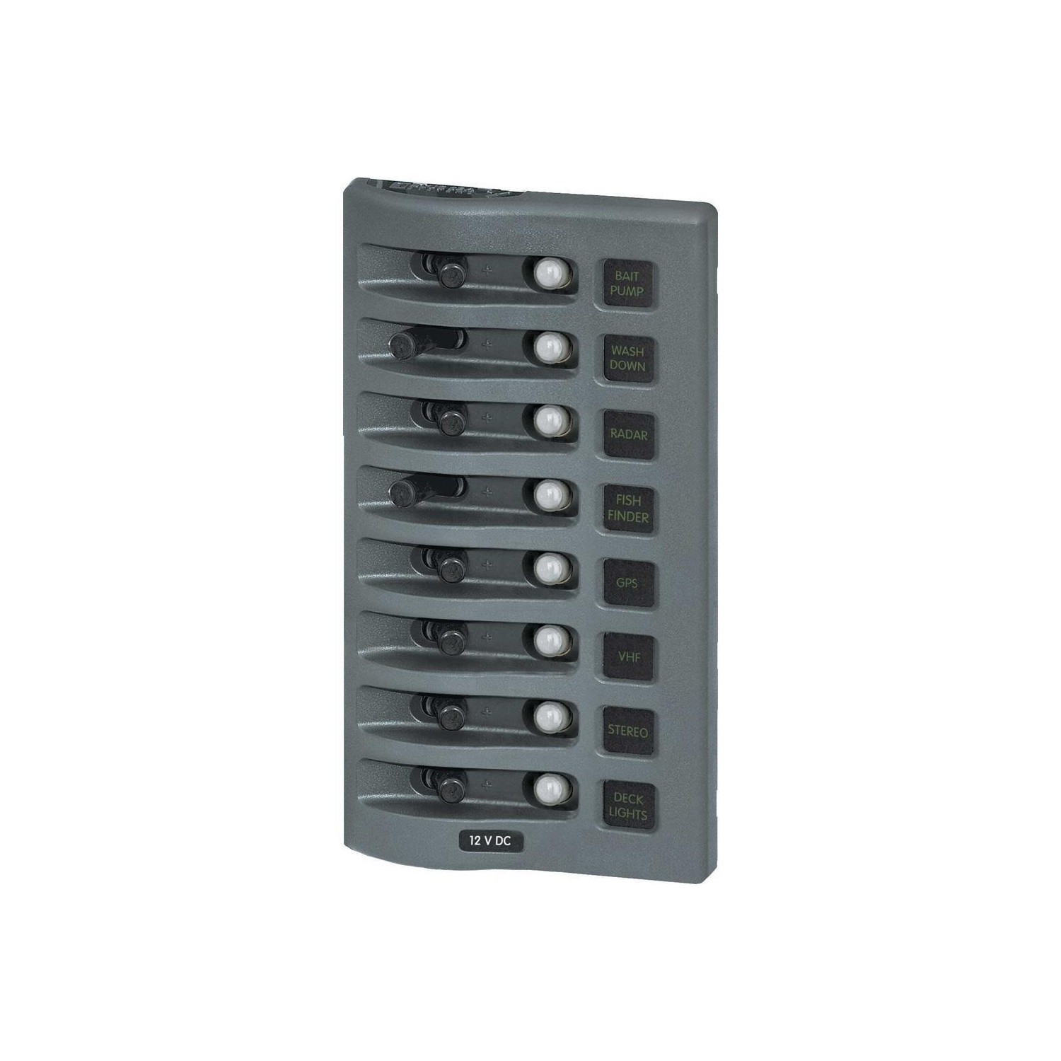 Blue Sea 4378 WeatherDeck Water Resistant Circuit Breaker Panel - 8 Position - Grey
