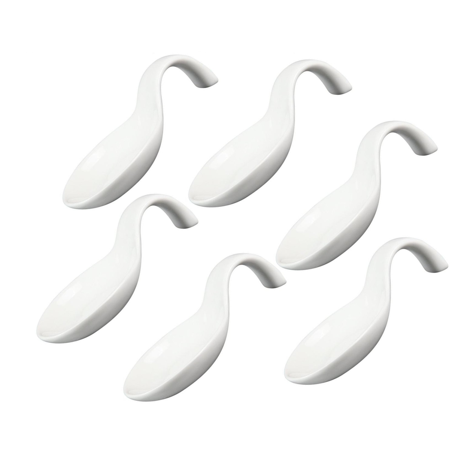 Heim Concept White Porcelain Appetizer / Tasting Spoons - Set of 6