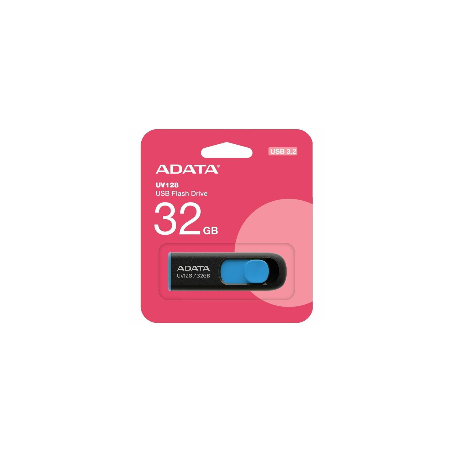 ADATA DashDrive 32GB USB 3.0 Flash Drive UV128 Black/Blue (AUV128-32G-RBE)