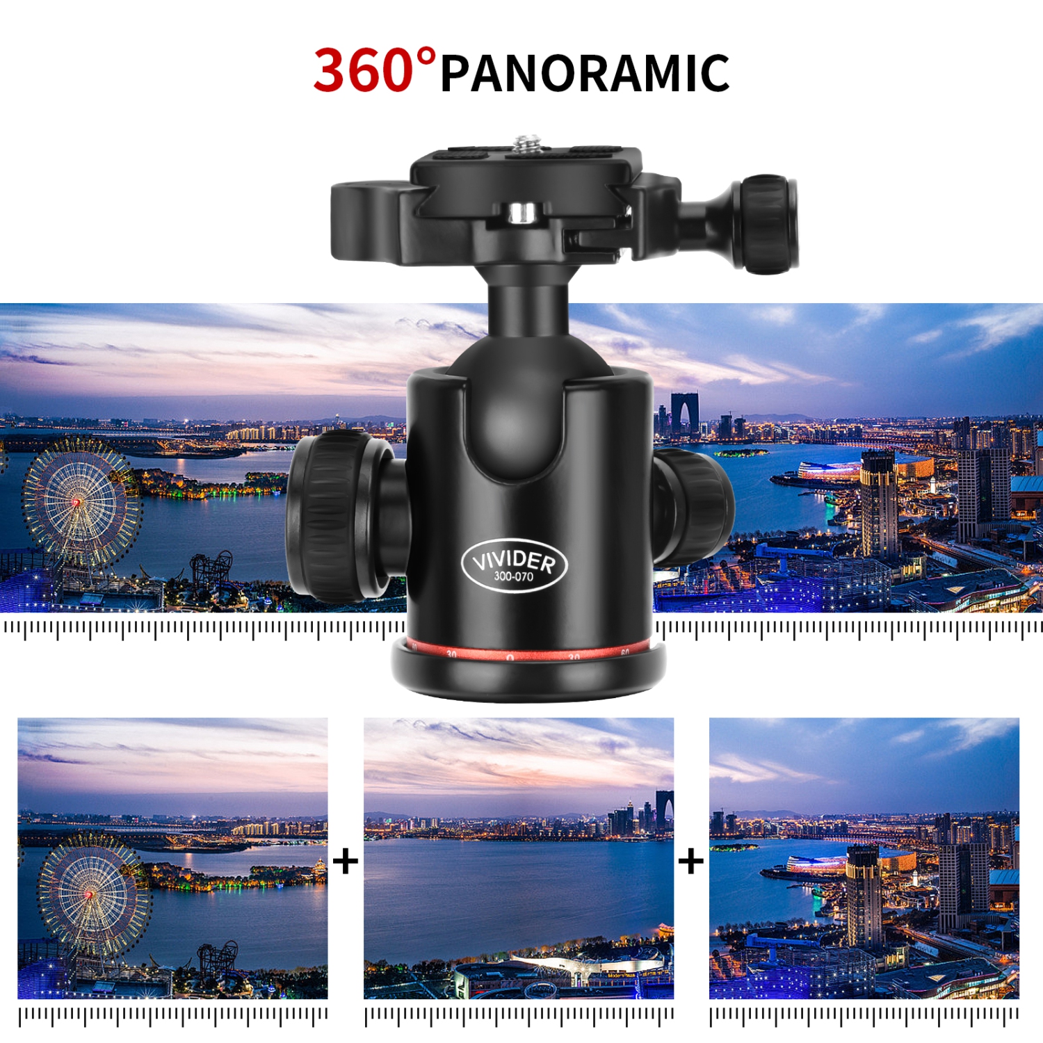 Vivider 76" Max Load 8KG 17.6LBS Professional Aluminum Camera Tripod Monopod with Ball Head Quick Release Board Compatible with DSLR Tripod