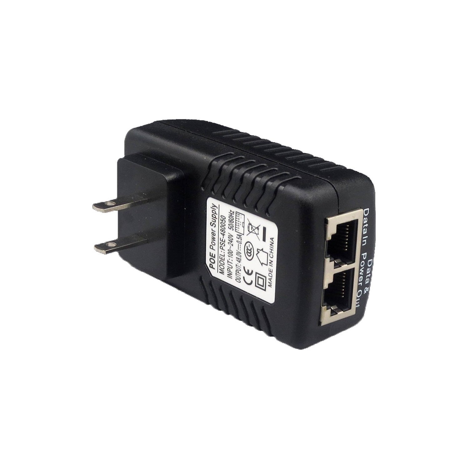 Adaptateur Ethernet/injecteur d’alimentation PoE passif 0,5 a 48 V de NVION avec prise murale IEEE 802.3af 10/100Mb/s pour IP V