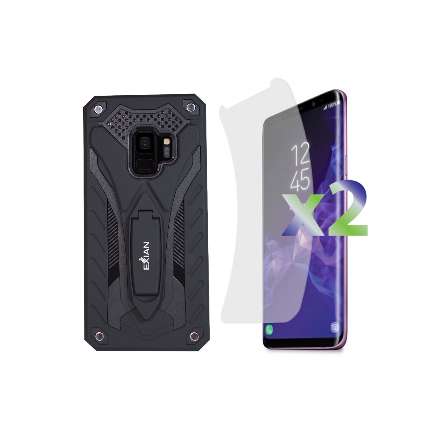 Exian Fitted Hard Shell Case for Samsung Galaxy S9 - Black