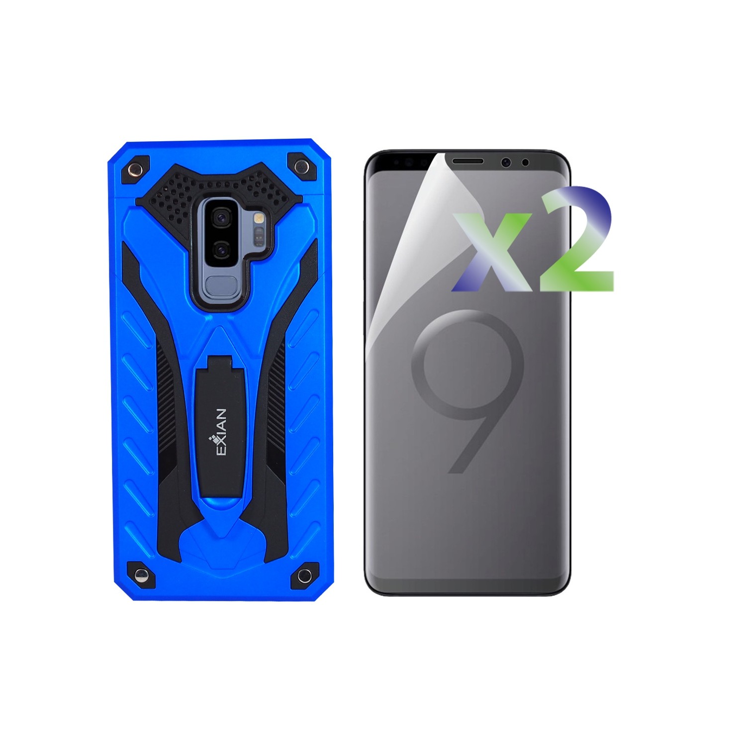 Exian Fitted Hard Shell Case for Samsung Galaxy S9 Plus - Blue