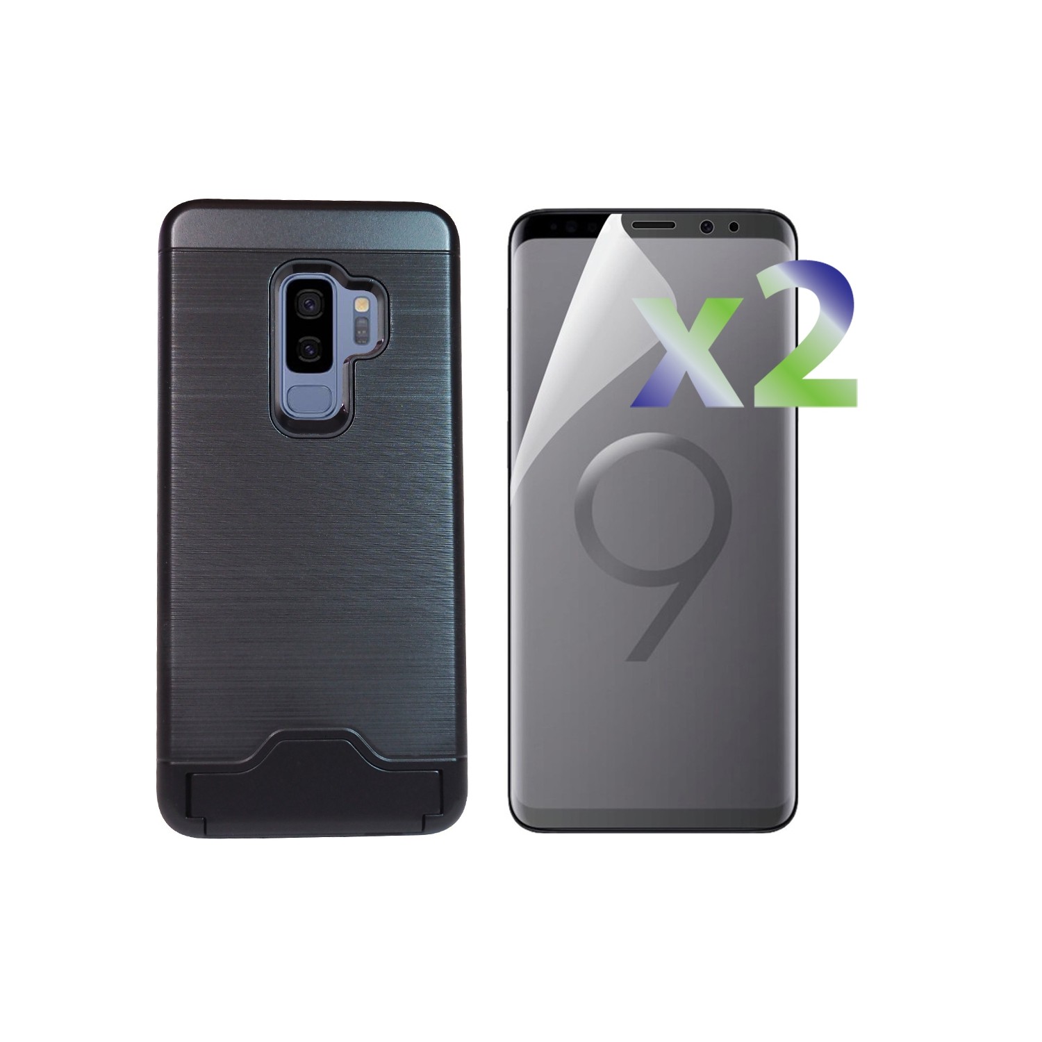 Exian Fitted Hard Shell Case for Samsung Galaxy S9 Plus - Black