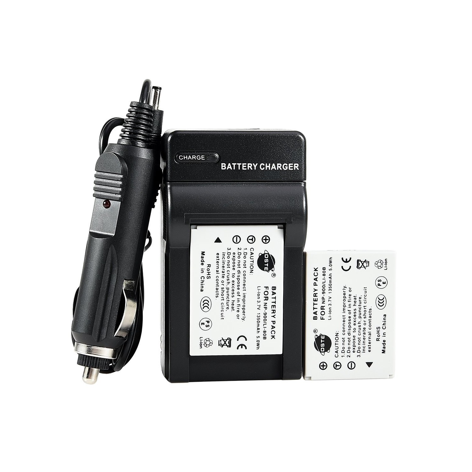 DSTE® 2x Li-80B Battery + DC55 Travel and Car Charger Adapter for Olympus  T-100 T-110 X-36 Konica Minolta DiMAGE E40 E50 Camer - Online Only