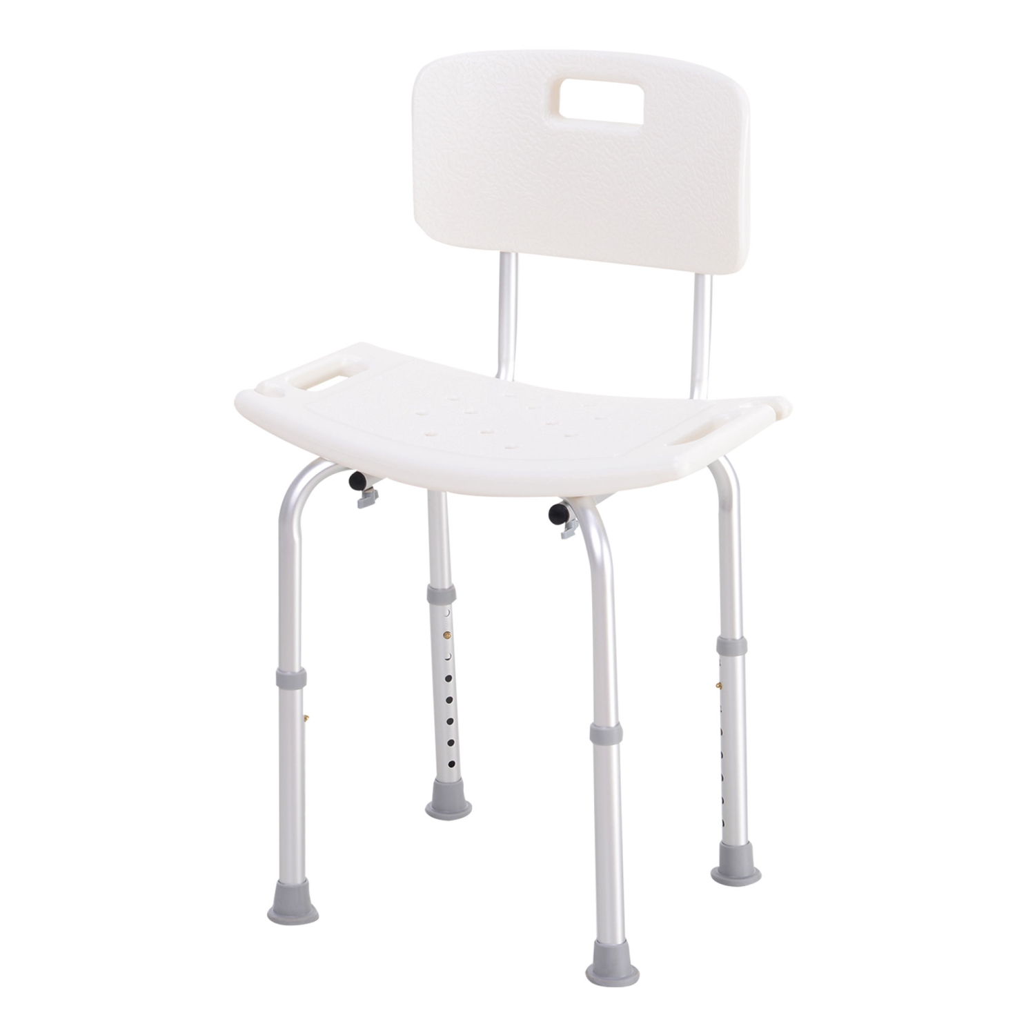 HOMCOM Bath Chair with Back, Adjustable Height Non-slip Shower Stool Bench Tool-Free Assembly Bathroom Aids, White