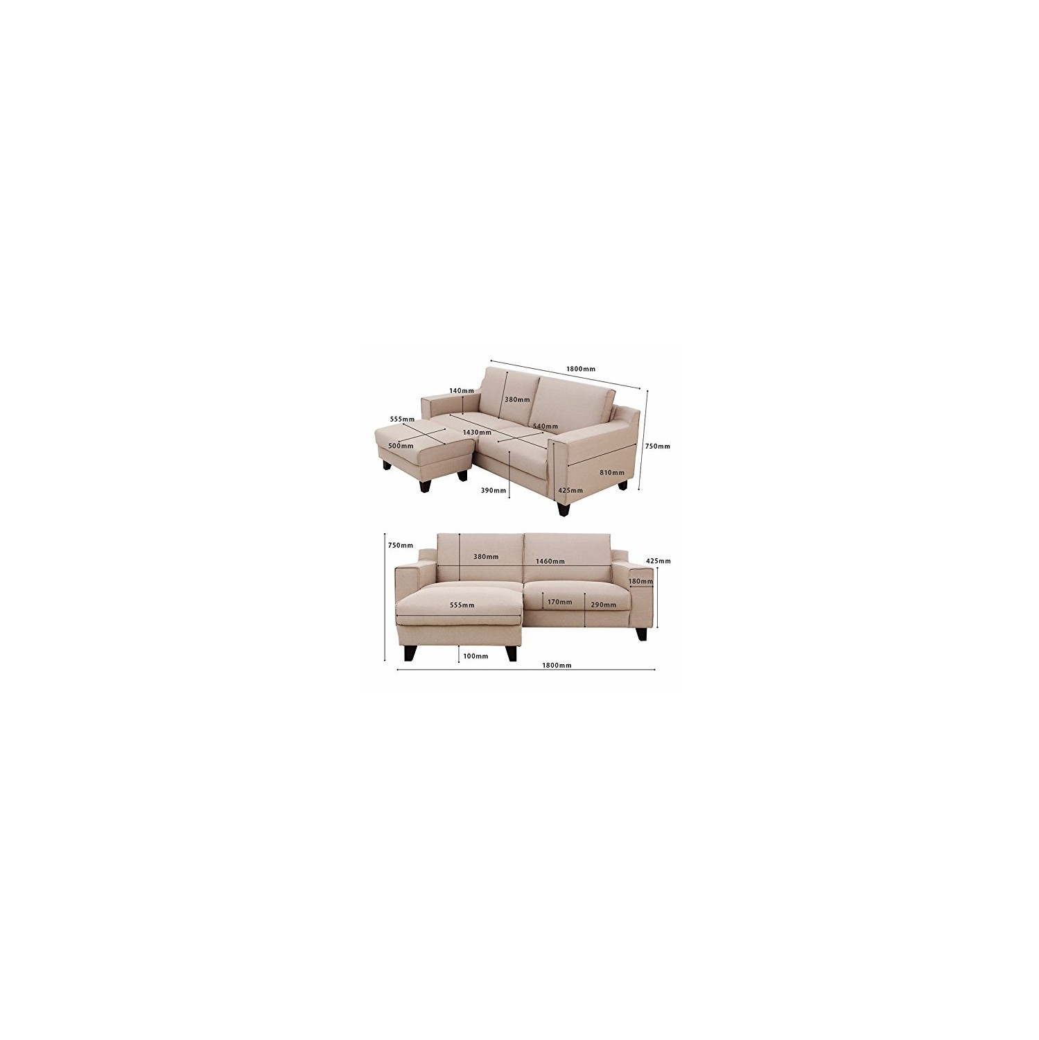 Causeuse élégante avec pouf assorti