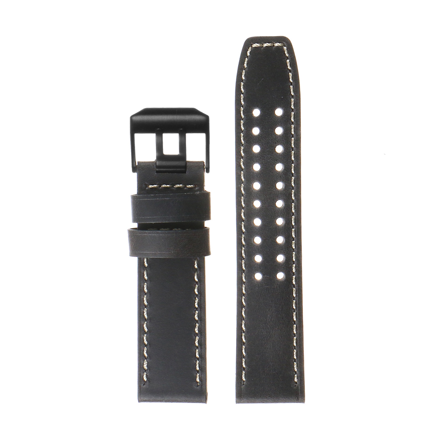 DASSARI Vintage Leather Watch Strap Band for Luminox with Matte Black Double Prong Buckle in Blue