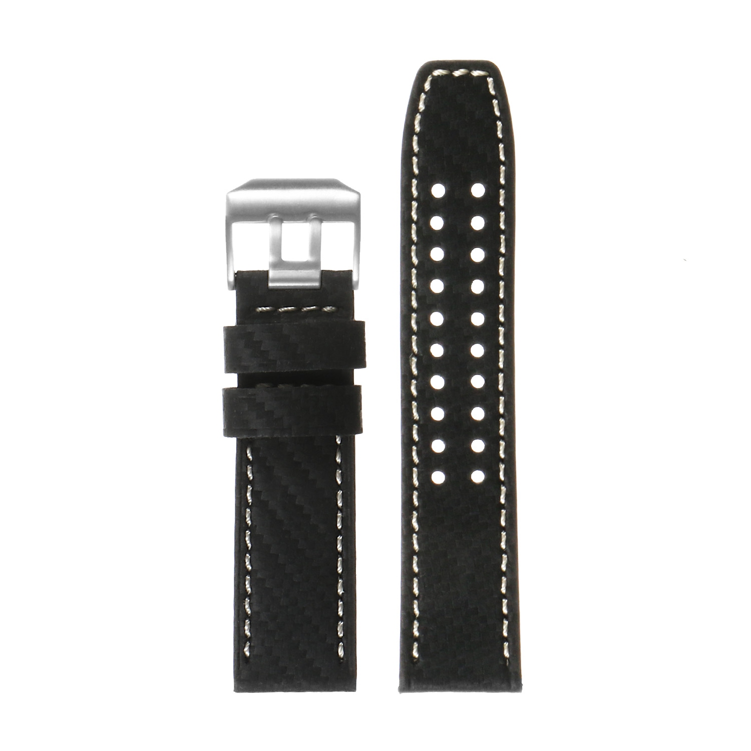 DASSARI Black Carbon Fiber Watch Band Strap for Luminox w Double Prong Buckle