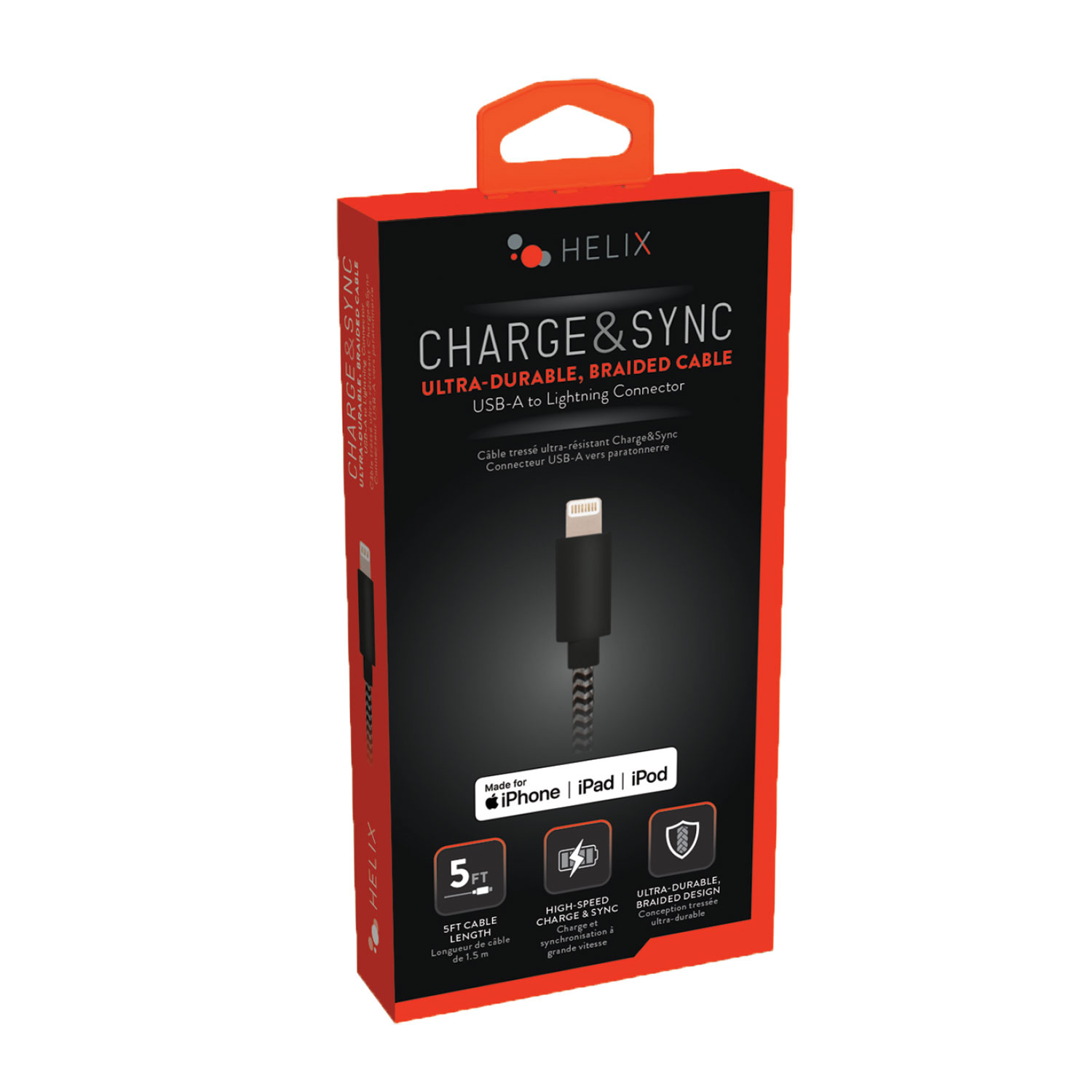 Helix 1.5m (5 ft.) USB A/Lightning Cable - Black