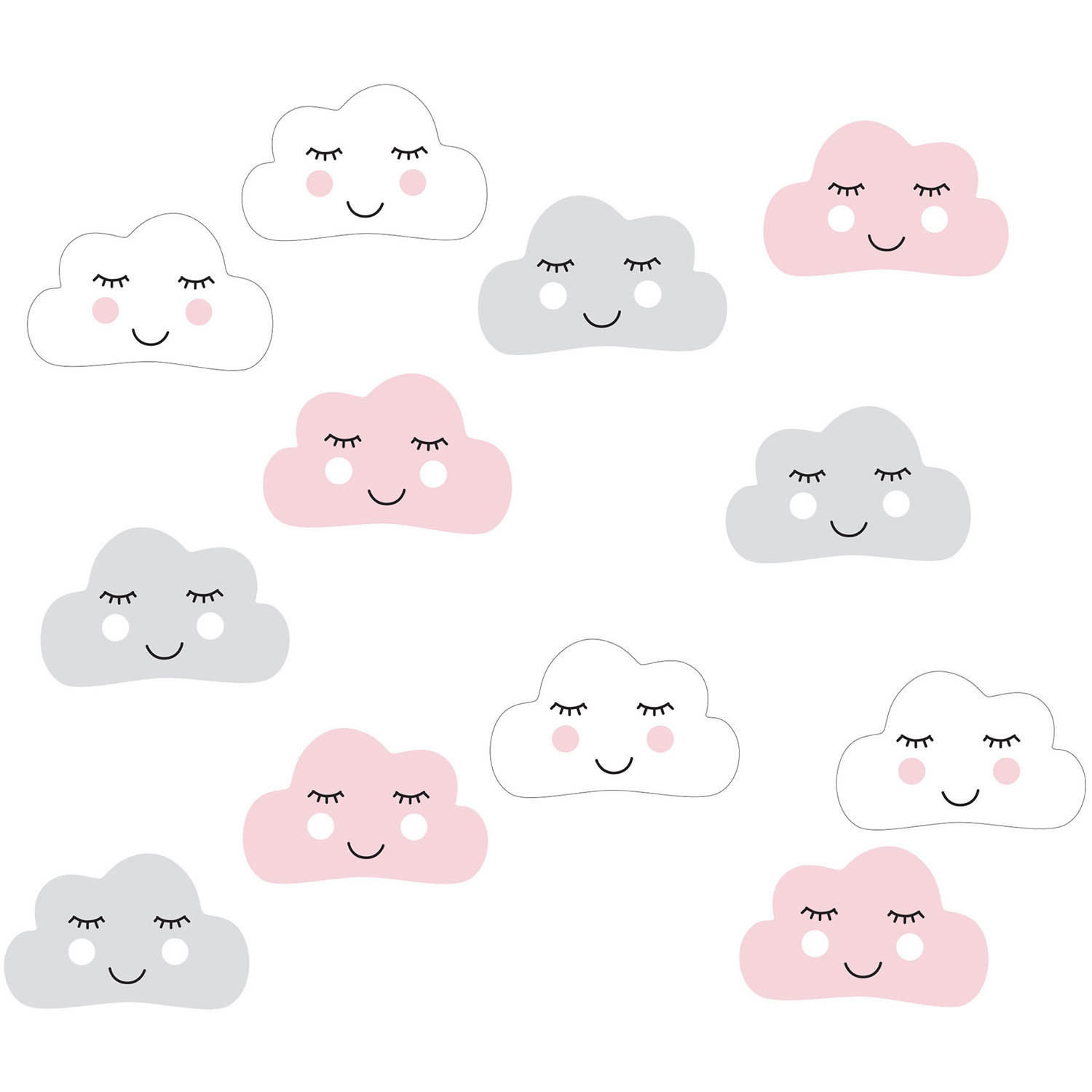 Décorations murales adhésives à motifs de nuages de WallPops - Rose