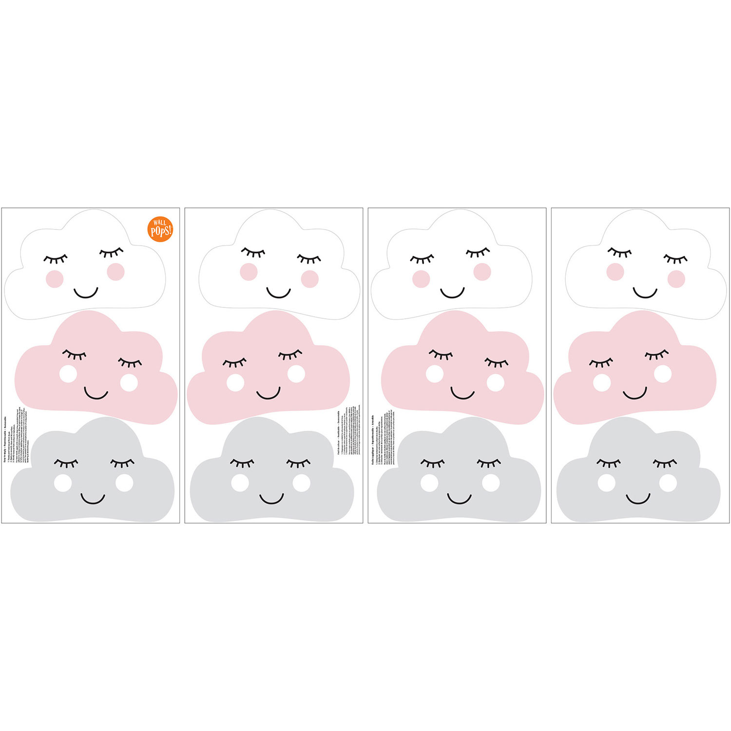Décorations murales adhésives à motifs de nuages de WallPops - Rose