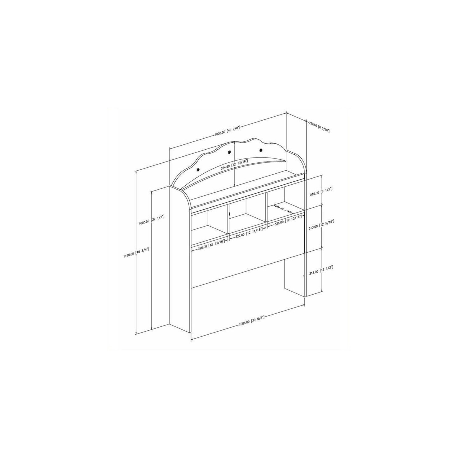 South Shore Tiara Twin Bookcase Headboard, Pure White