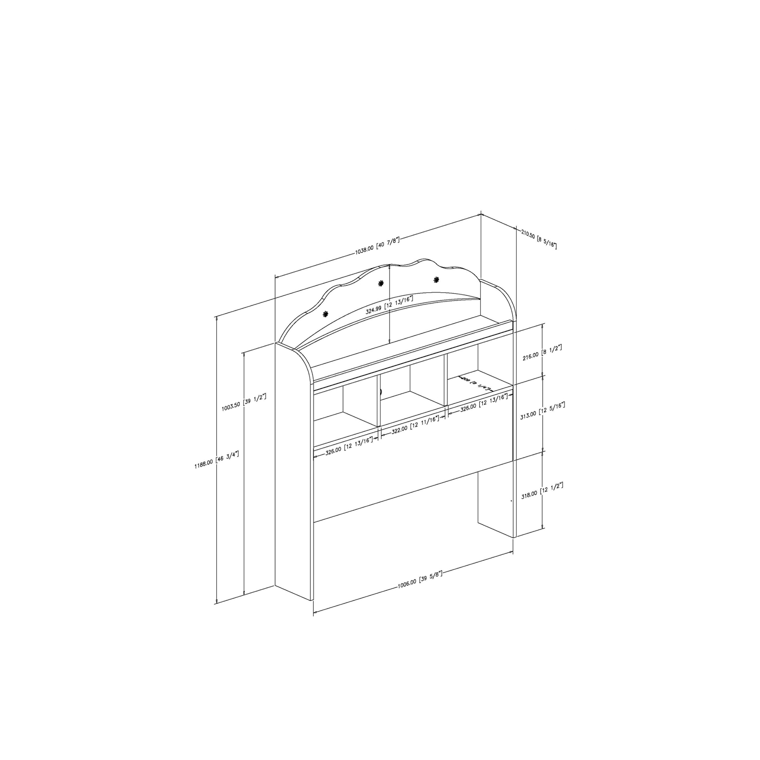 South Shore Tiara Twin Bookcase Headboard, Pure White