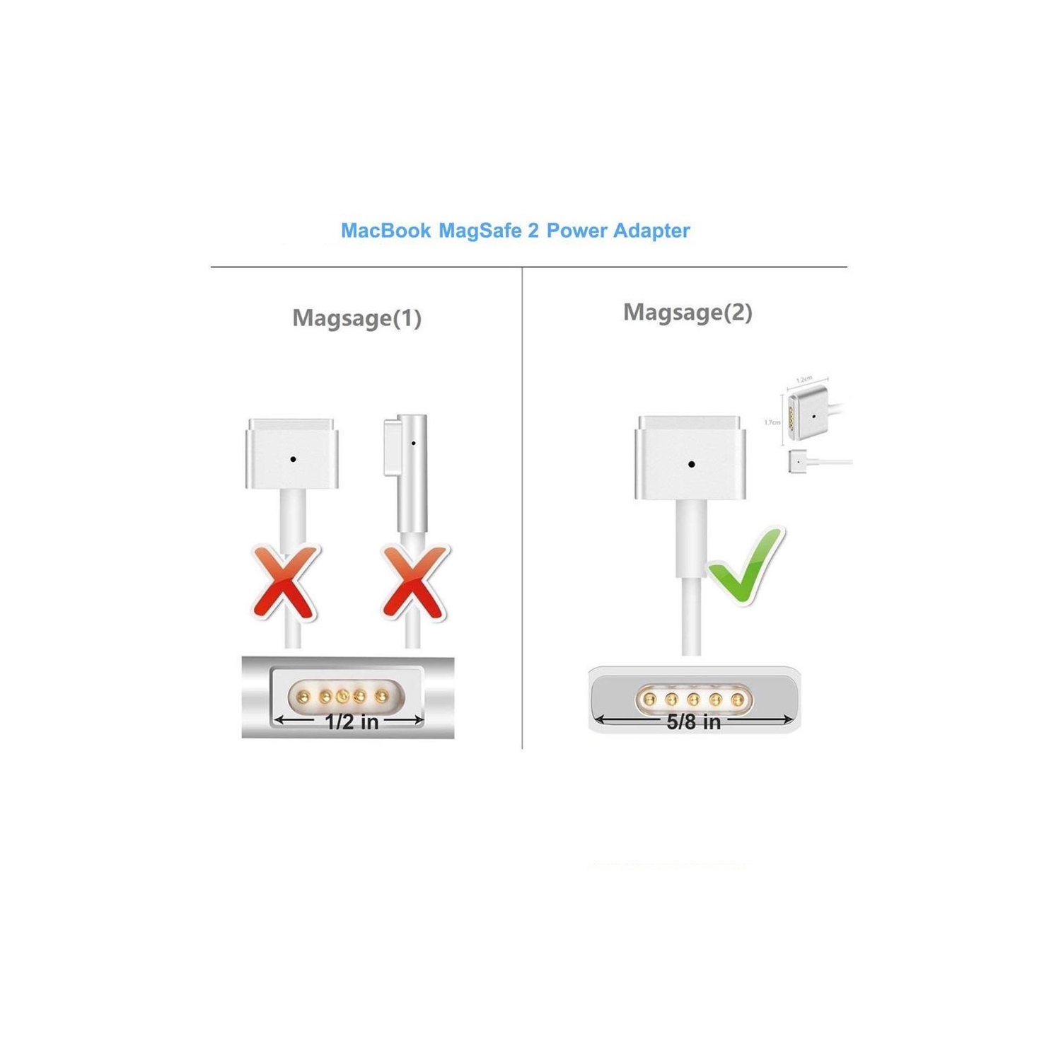 HYFAI Compatible Macbook Pro Charger 16.5V 3.65A 60W T-Tip Magsafe 2 Power Adapter for Apple MacBook Pro 13" 15" After 2012
