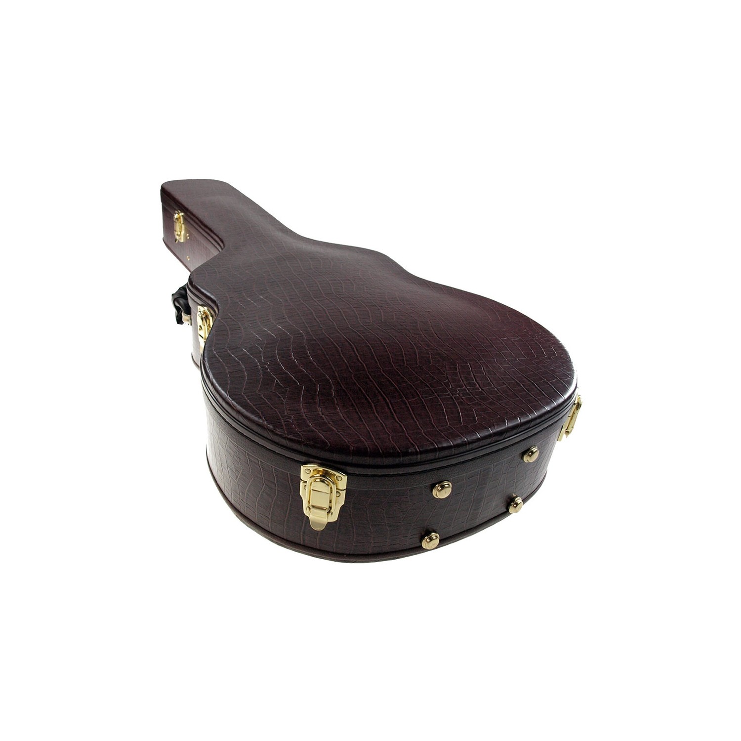 Étui rigide pour guitare voûtée Solo, imitation peau de peau de gaveuse brune