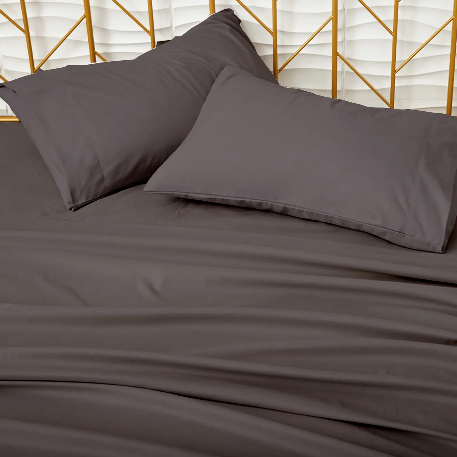 CONFORT ÉGYPTIEN – Ensemble de draps légers soyeux – Micro brossé – Passe profonde – Ensemble de 4 pièces