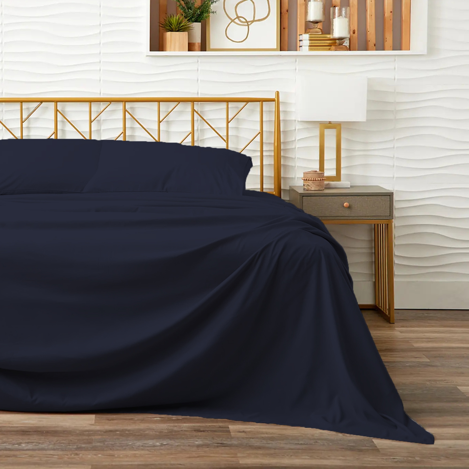 CONFORT ÉGYPTIEN – Ensemble de draps légers soyeux – Micro brossé – Pénombre – Ensemble 4 pièces – Très grand lit