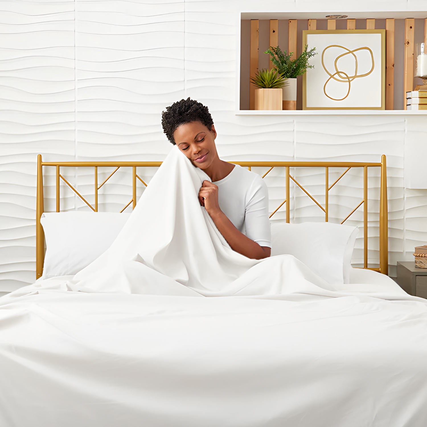 CONFORT ÉGYPTIEN – Ensemble de draps légers soyeux – Micro brossé – Passe profonde – Ensemble de 4 pièces